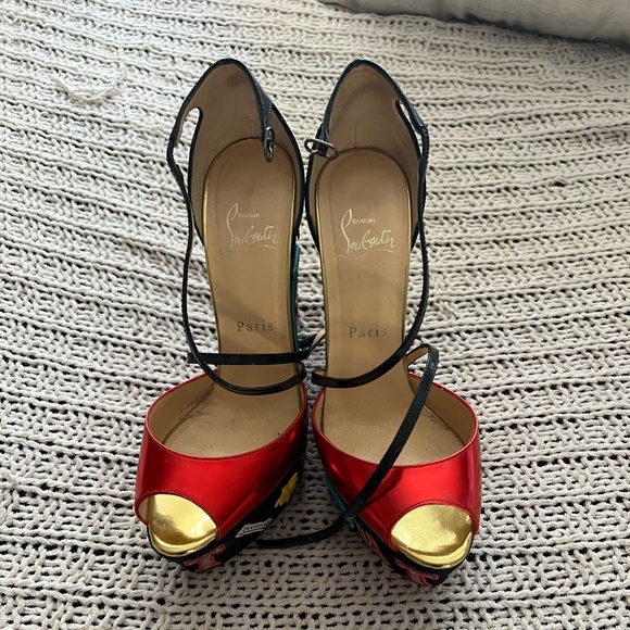 Christian Louboutin Shoes - Christian Louboutin Loubi Zeppa Crisscross Red Sole Wedge